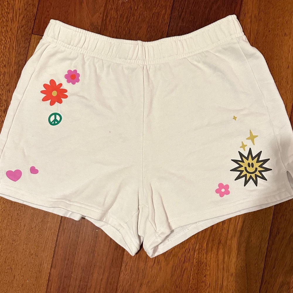 PacSun white doodle sweatshorts